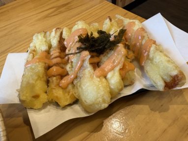 明太子ソースの天ぷら料理