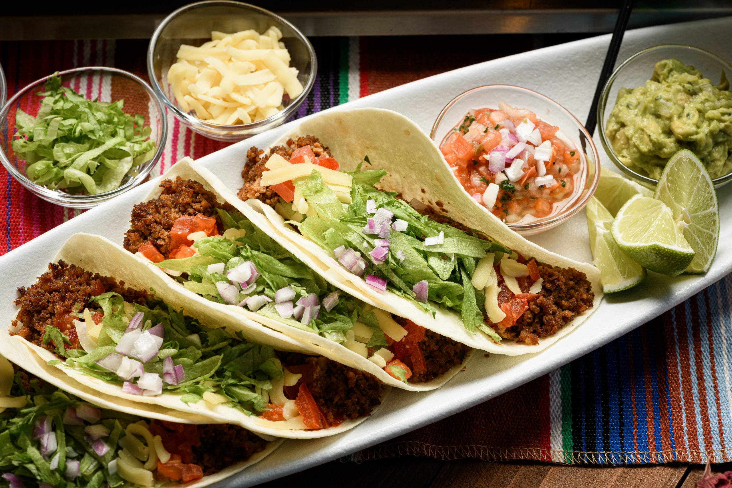 フレッシュなタコスの美味しい盛り合わせ