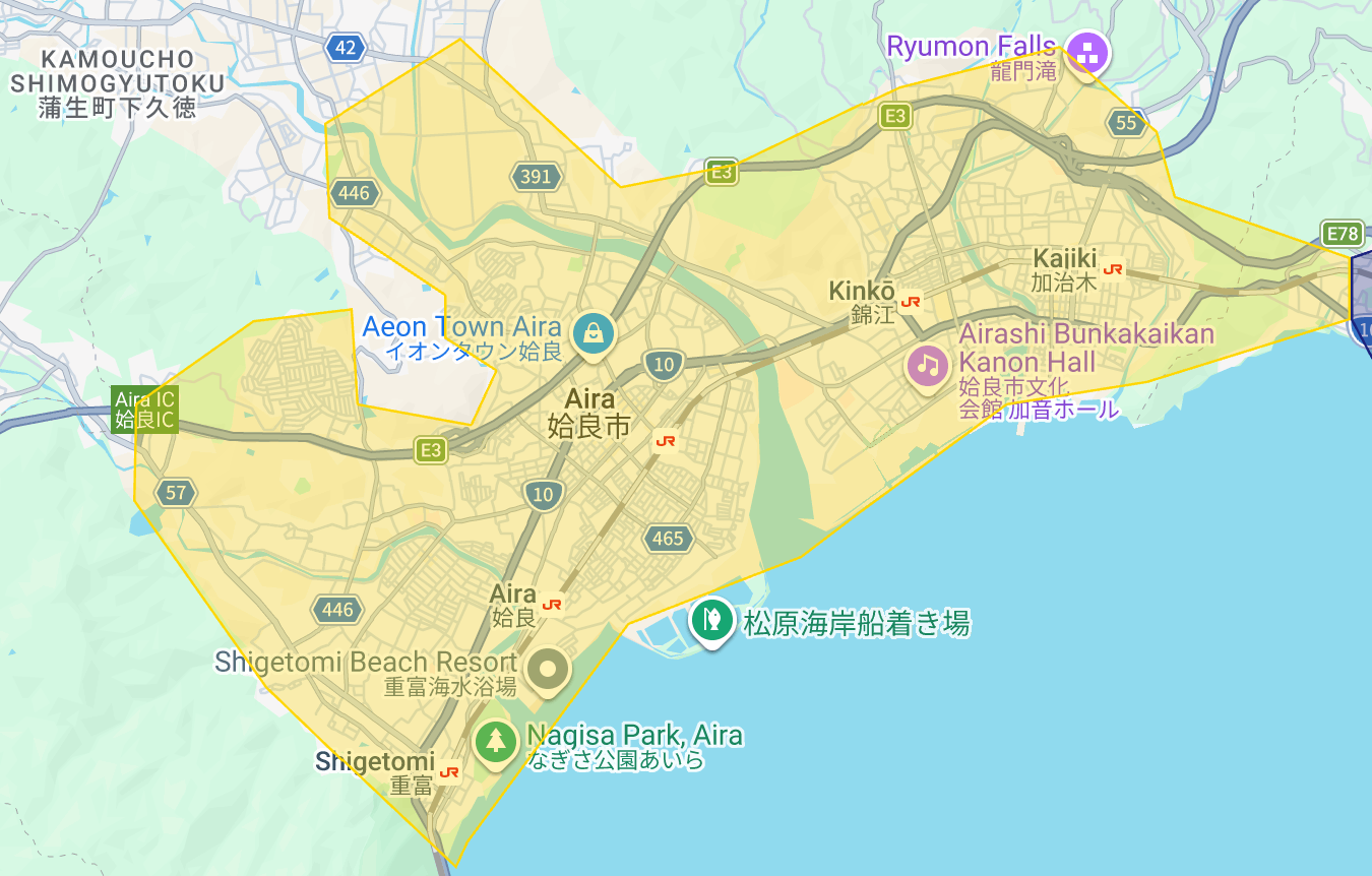 姶良市の地図と観光名所