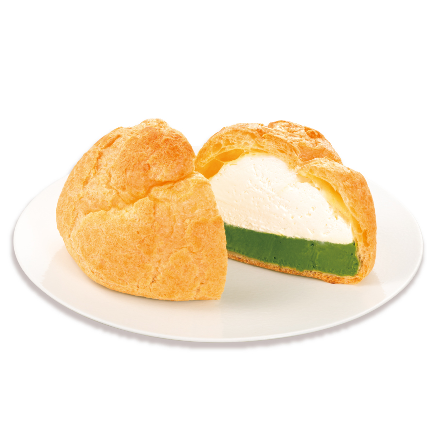シュークリームと抹茶クリームの断面