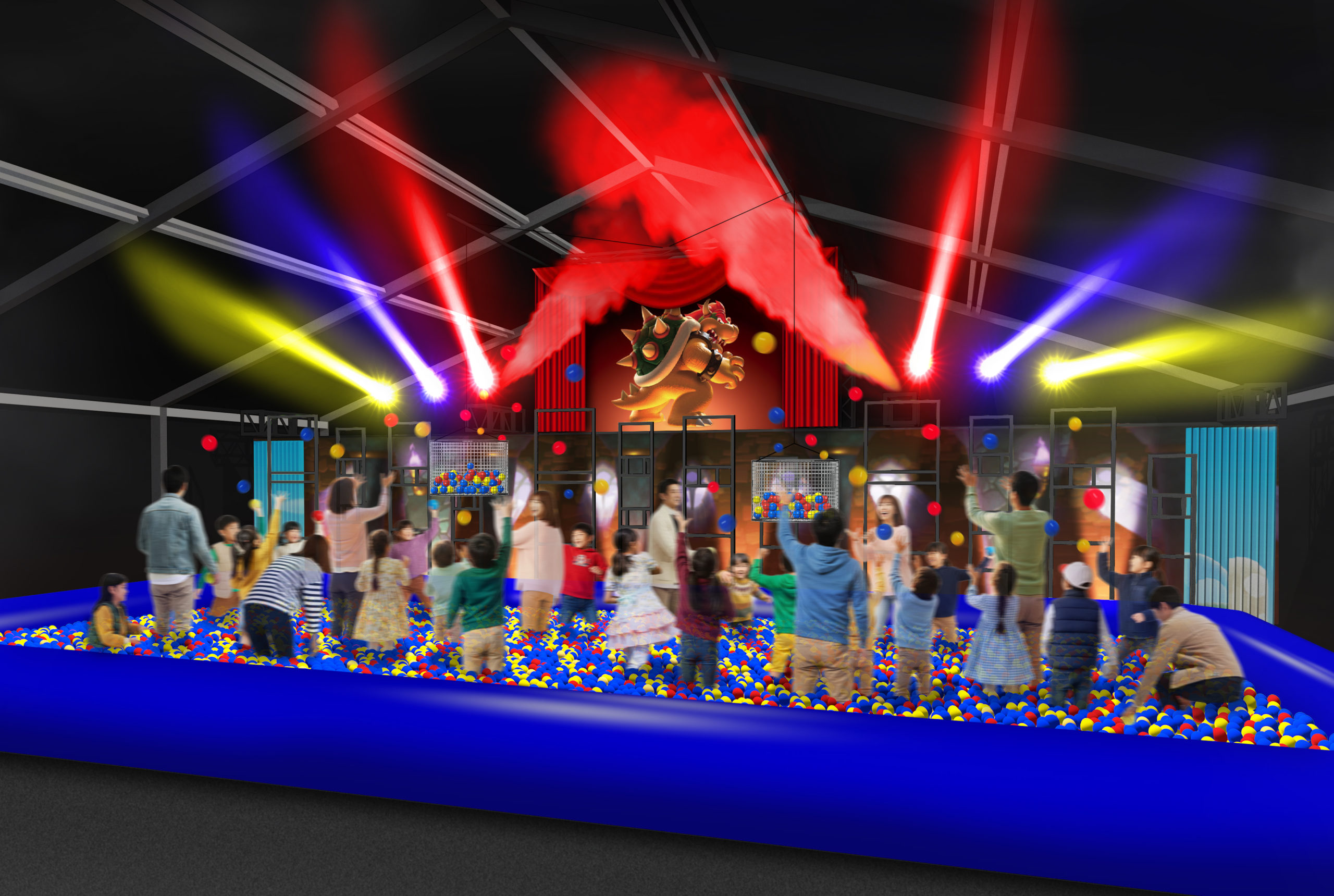 子供たちが楽しむカラフルなボールピット