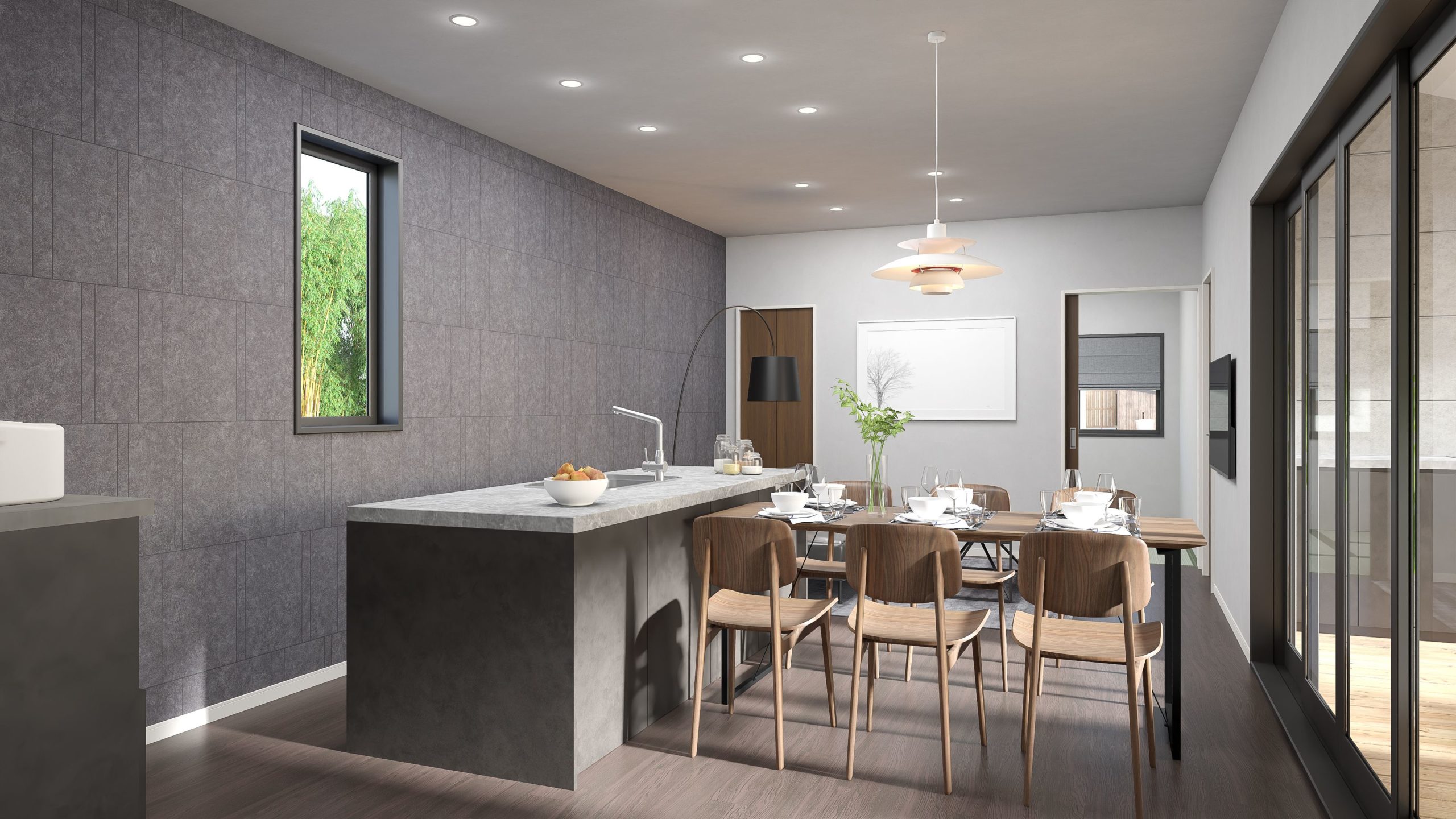 モダンなダイニングキッチンの内部