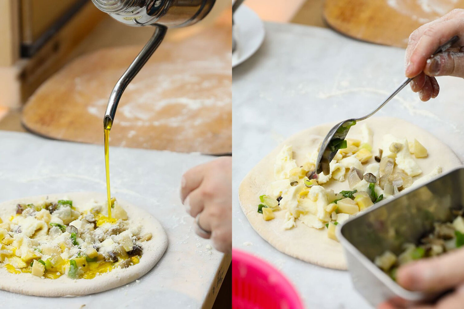 ピザの準備中の様子